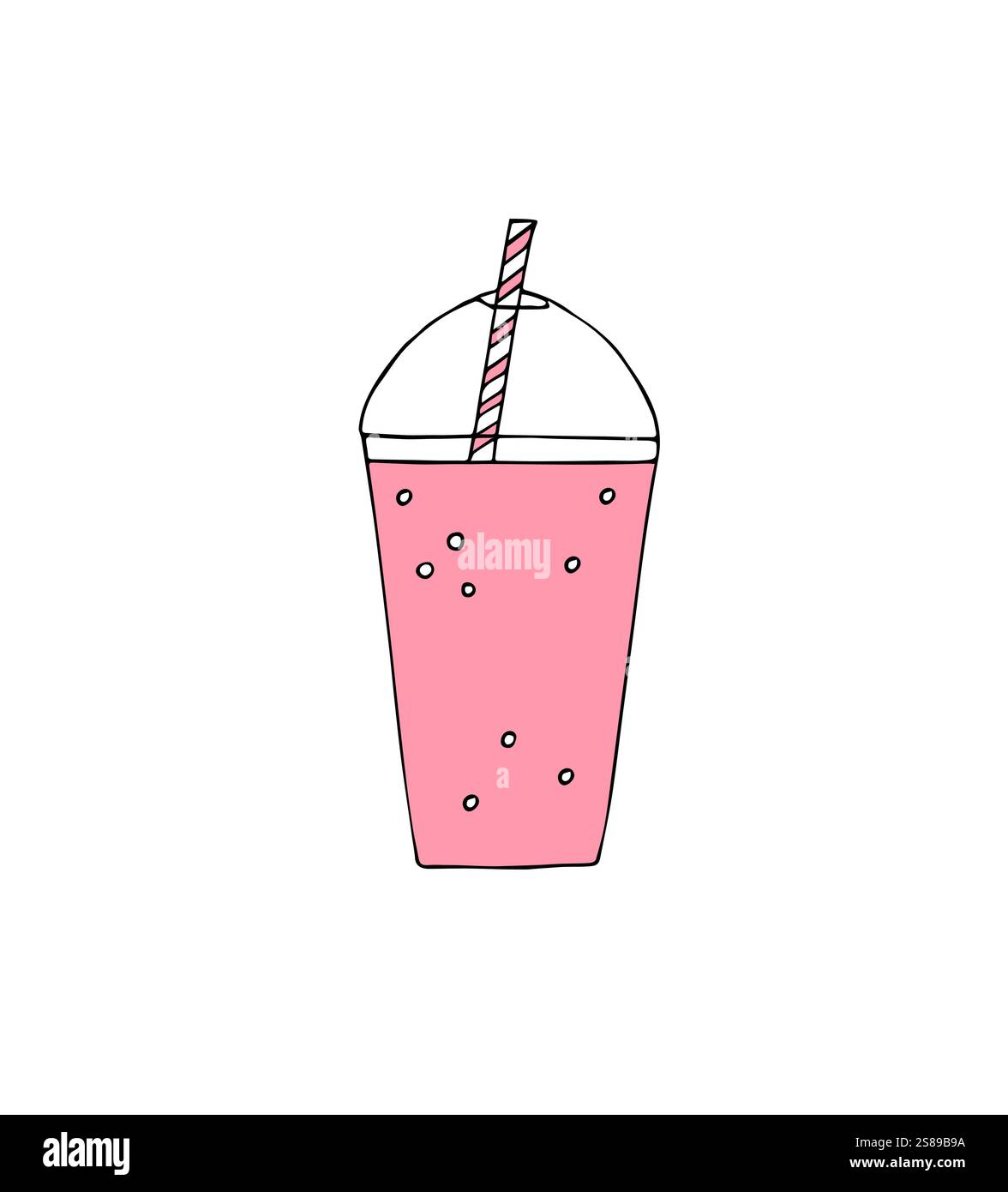 Vector hand drawn doodle sketch pink smoothie milk shake drink isolated ...