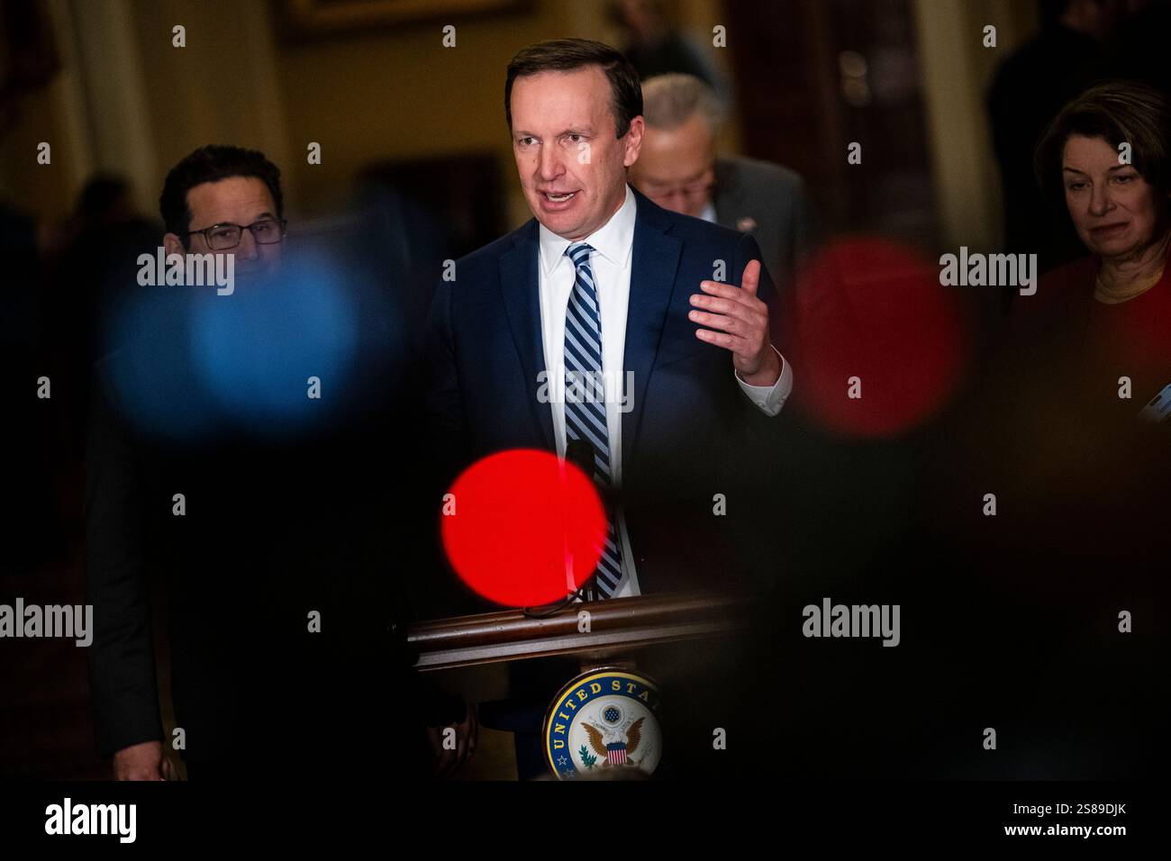 Washington, USA. 21st Jan, 2025. Senator Chris Murphy (D-CT) speaks to ...