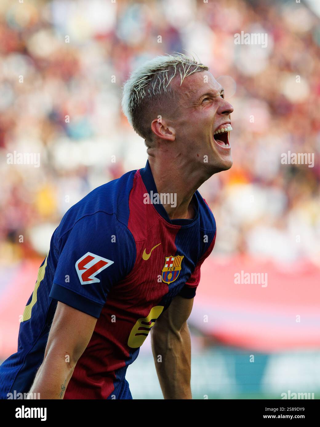 Barcelona Spain 31st Aug 2024 Dani Olmo Celebrates After Scoring A 