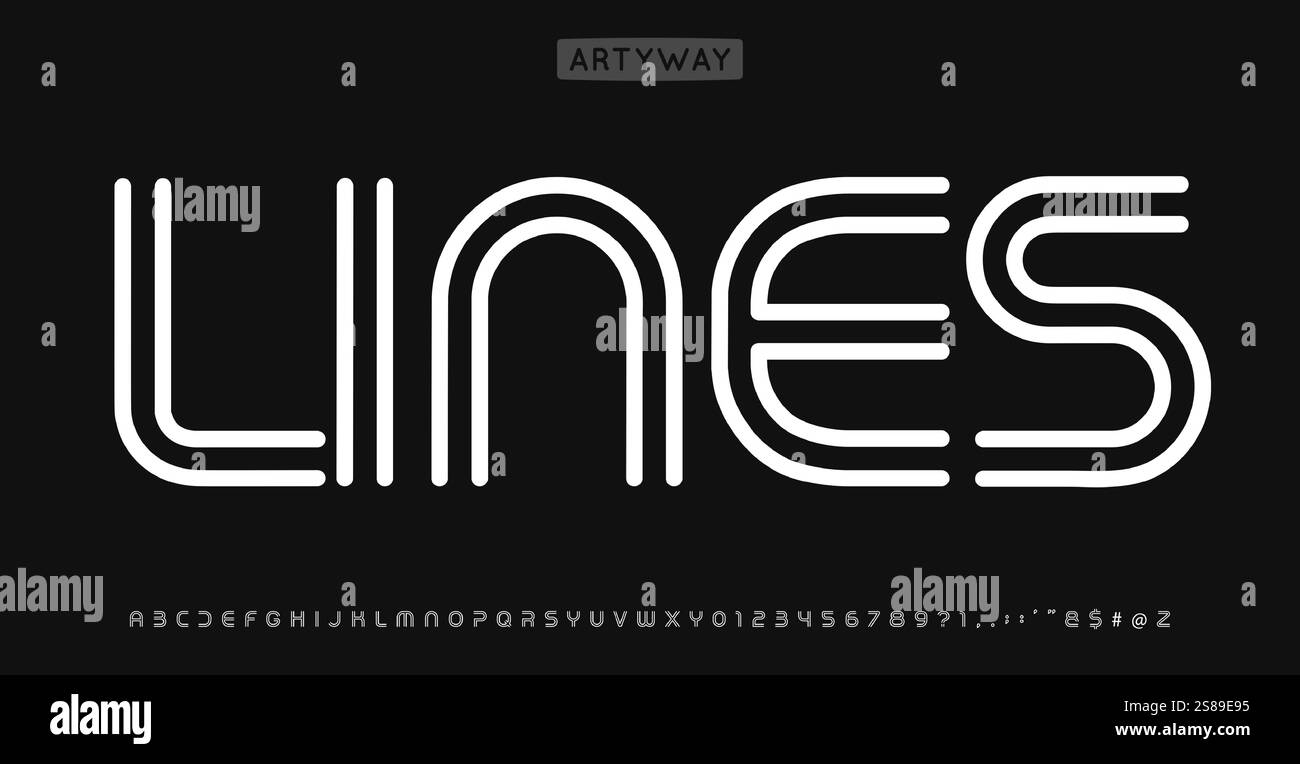 Linear Letter Design Lines modern alphabet, linear geometric letters design, outline bauhaus ...