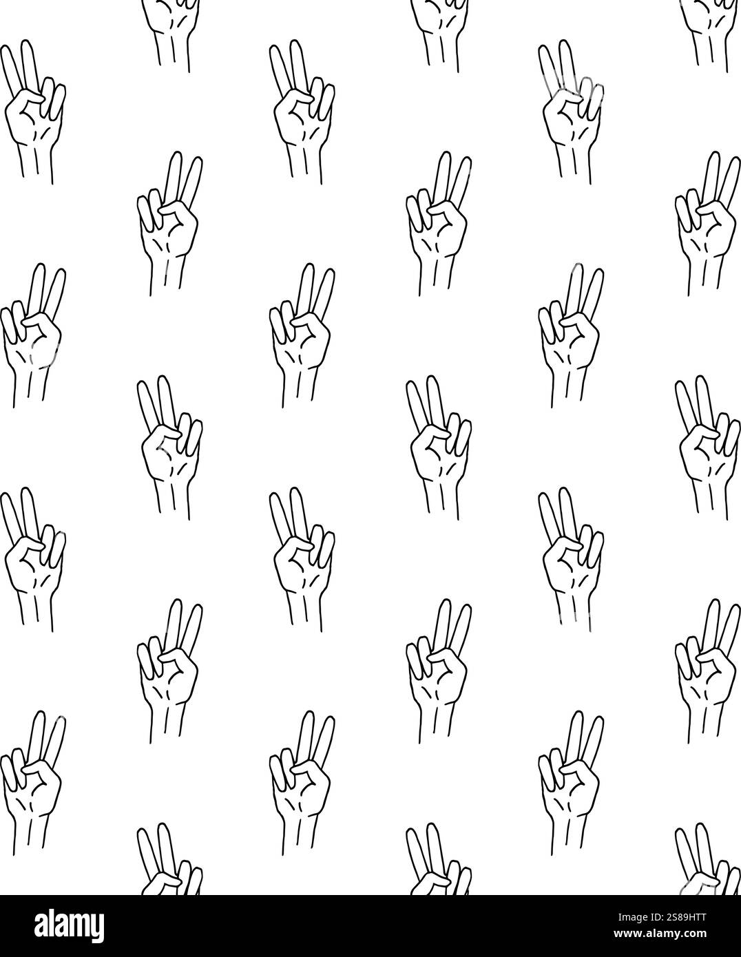 Vector seamless pattern of black hand drawn doodle sketch peace sign ...