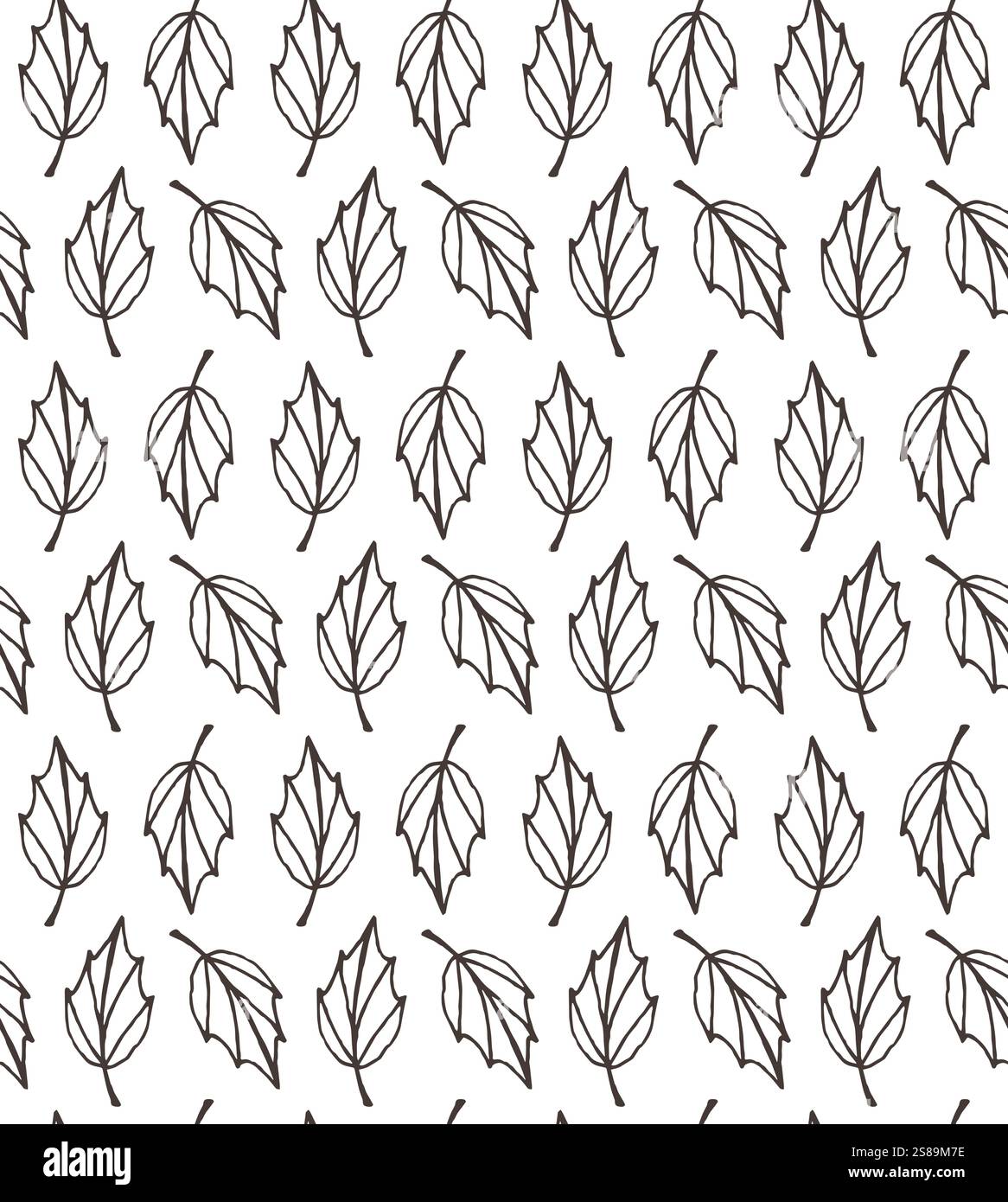 Vector seamless pattern of hand drawn doodle sketch leaves isolated on ...