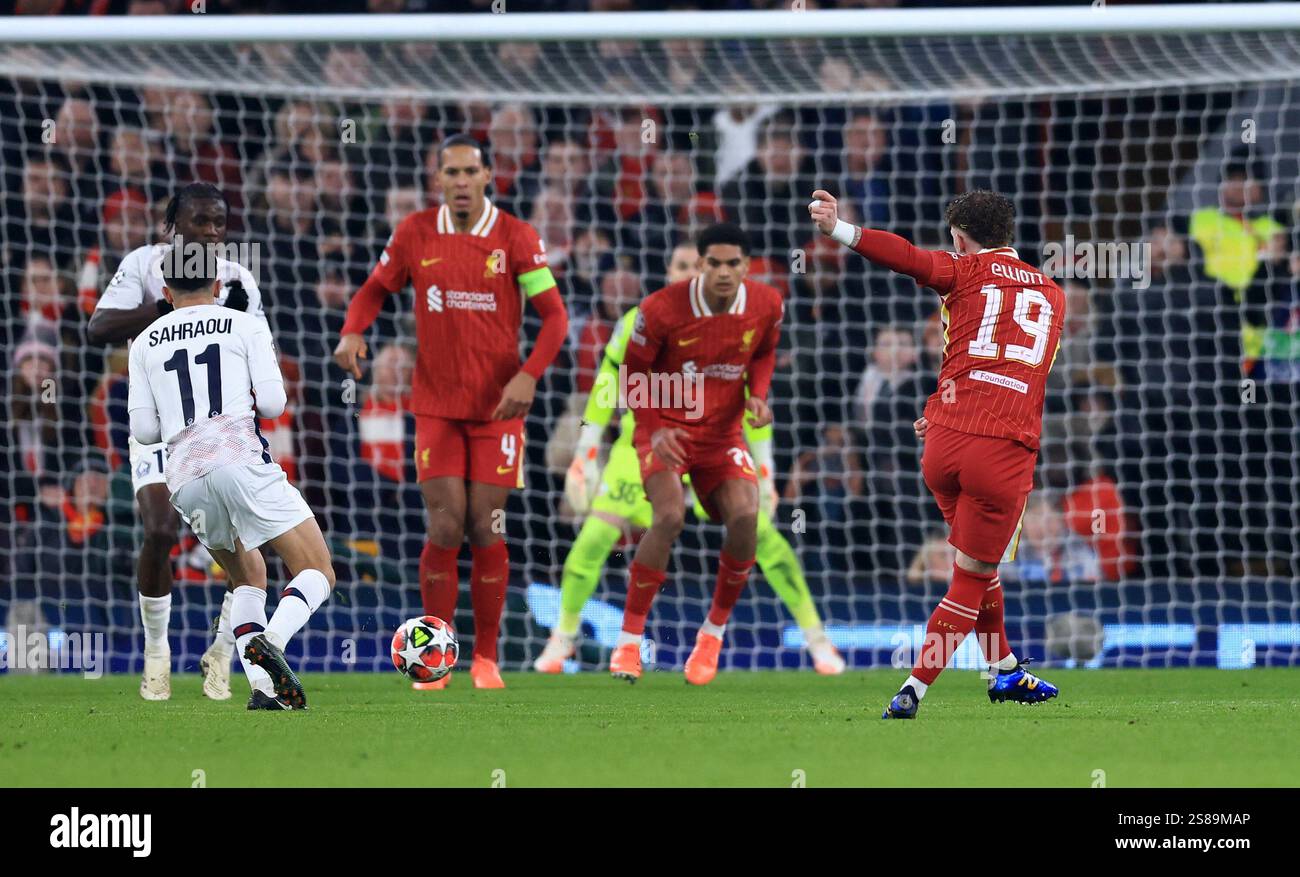 Liverpool, England, 21st January 2025. Harvey Elliott of Liverpool