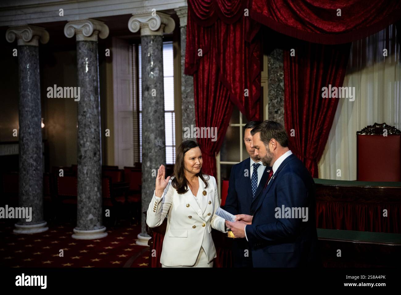 Senator Ashley Moody (R-FL) during a swearing-in reenactment ceremony