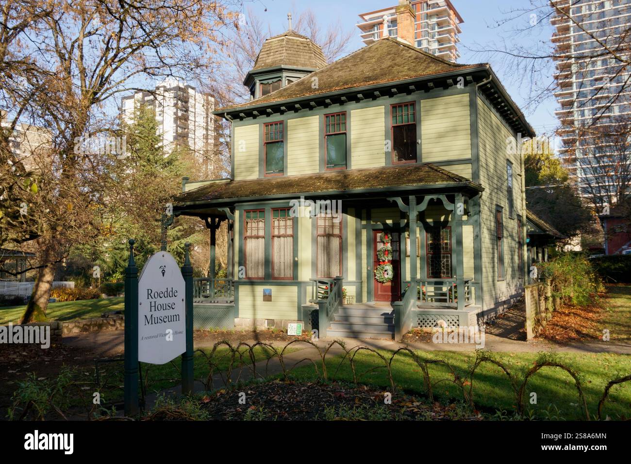 The Roedde House Museum in downtown Vancouver in winter, British Columbia, Canada Stock Photo