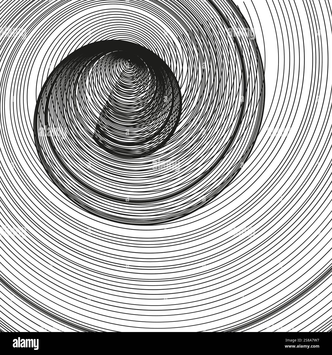 Circular spiral pattern. Black optical design. Abstract hypnotic lines ...