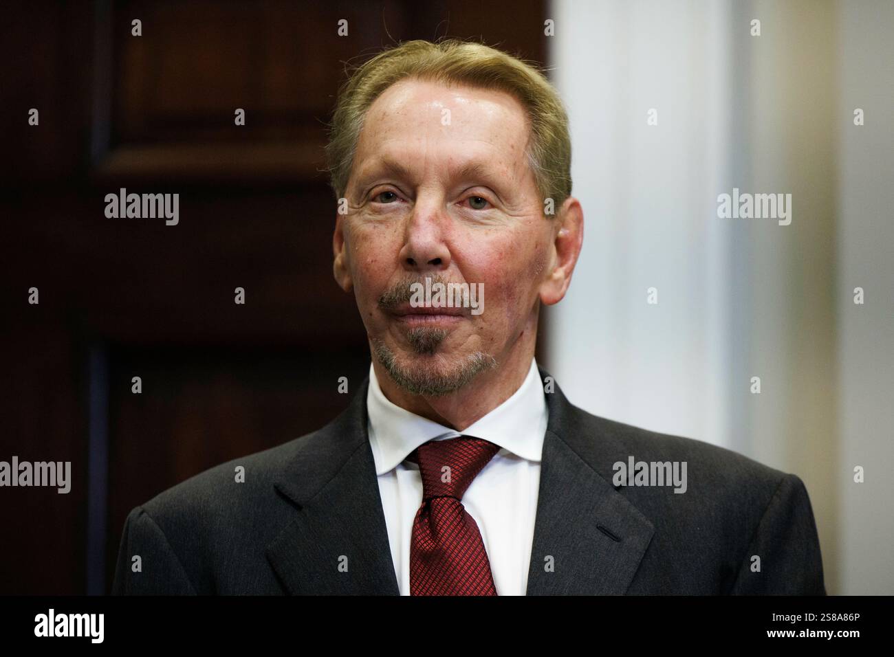 Oracle CEO Larry Ellison is seen in the Roosevelt Room of the White ...