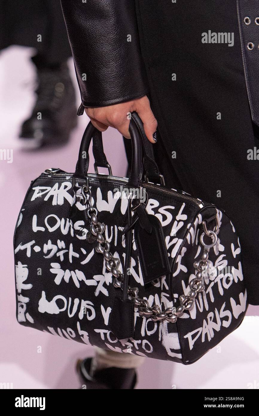 A model walks the runway during the Louis Vuitton Menswear FallWinter