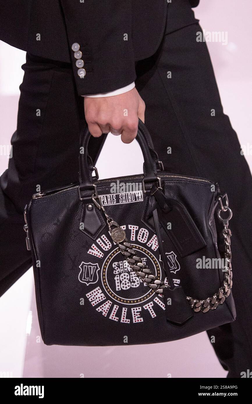 A model walks the runway during the Louis Vuitton Menswear FallWinter