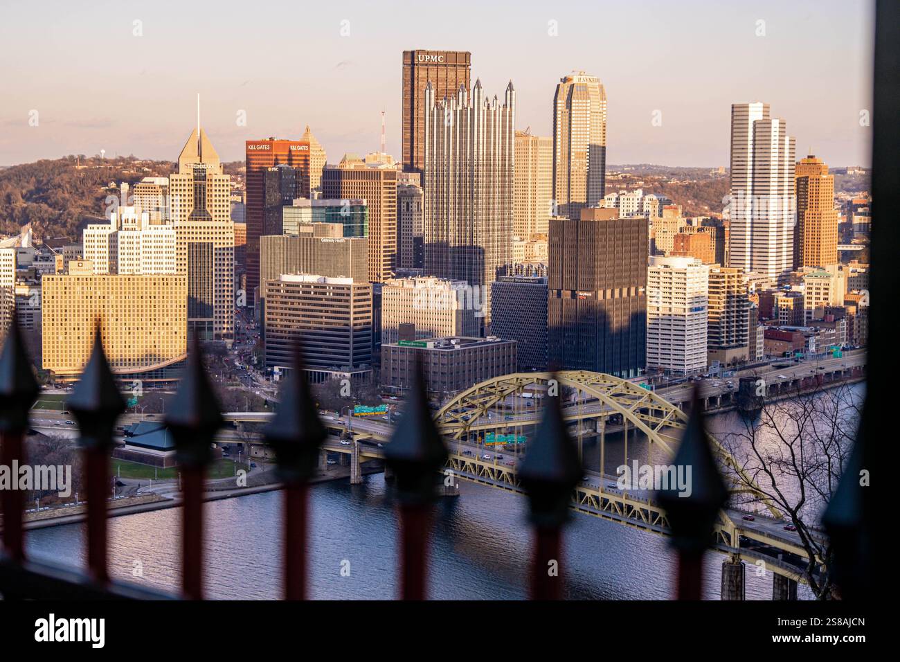 Skyline of downtown Pittsburgh Pennsylvania Stock Photo