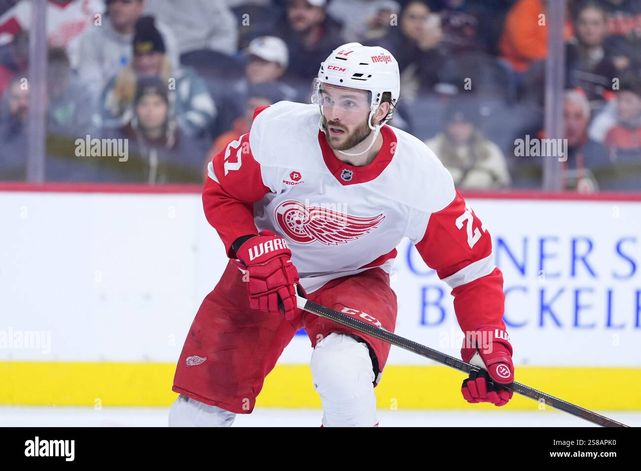 Detroit Red Wings' Michael Rasmussen plays during an NHL hockey game ...