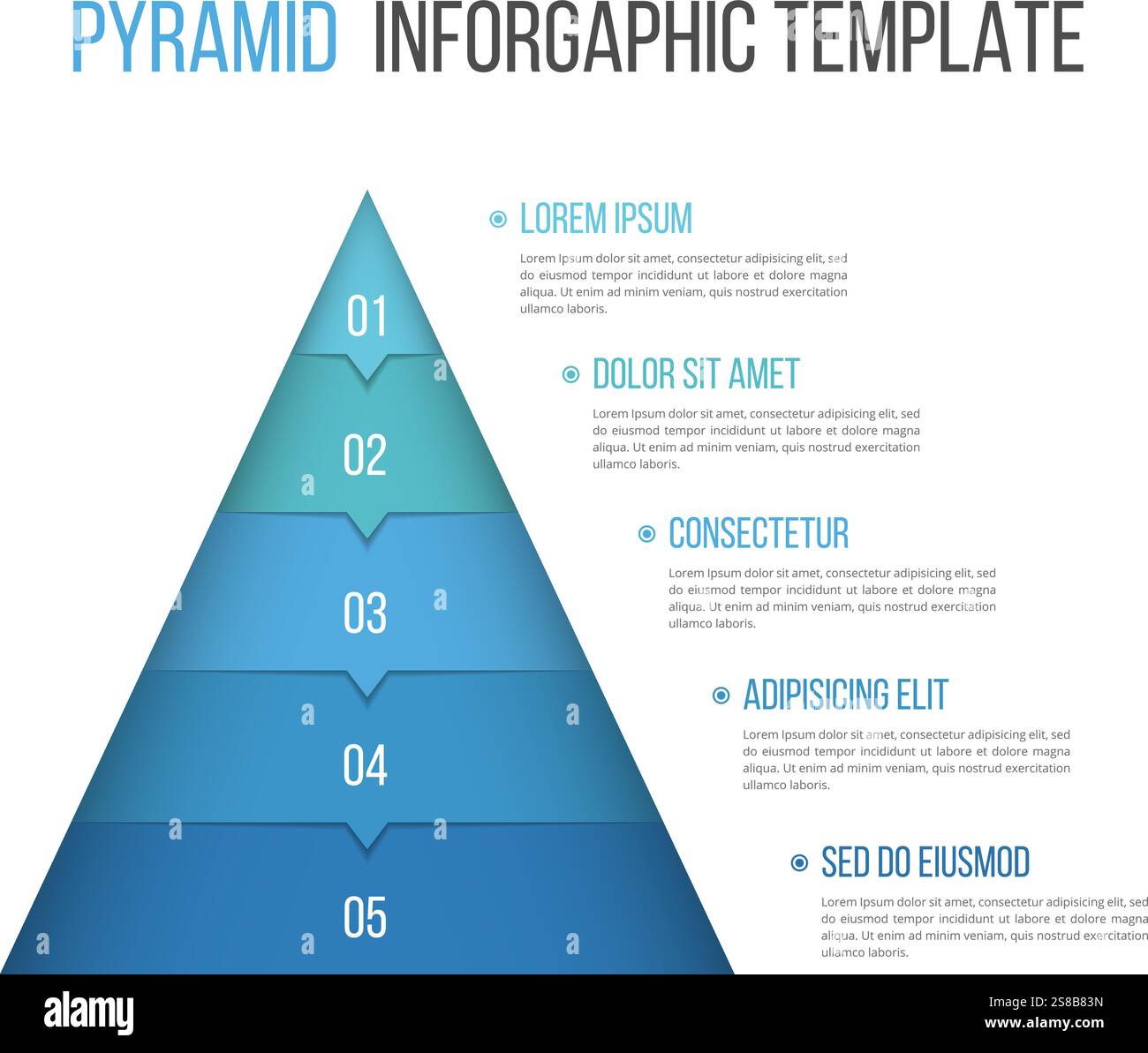 Pyramid infographic template with five elements, vector eps10 ...