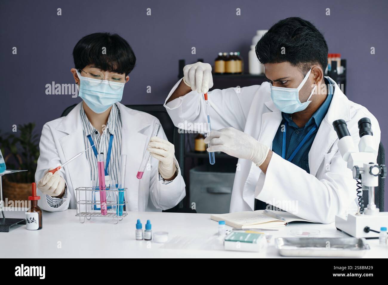 Conducting Scientific Experiments in Laboratory Environment Stock Photo