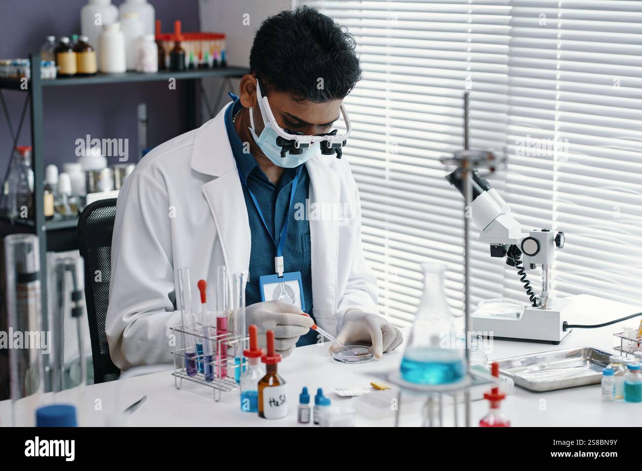 Conducting Scientific Research in Modern Laboratory Stock Photo