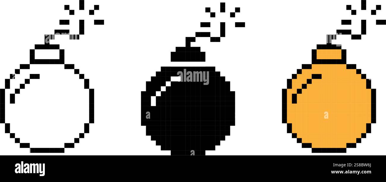 Bomb pixel icon simple design Stock Vector