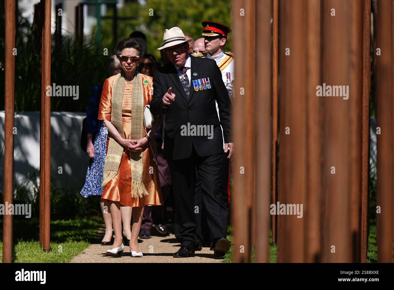 The Princess Royal walks through the memorial as she officially opens