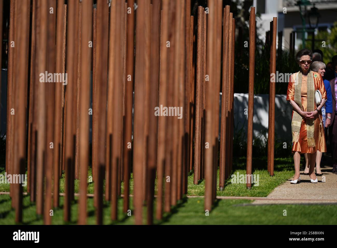 The Princess Royal walks through the memorial as she officially opens
