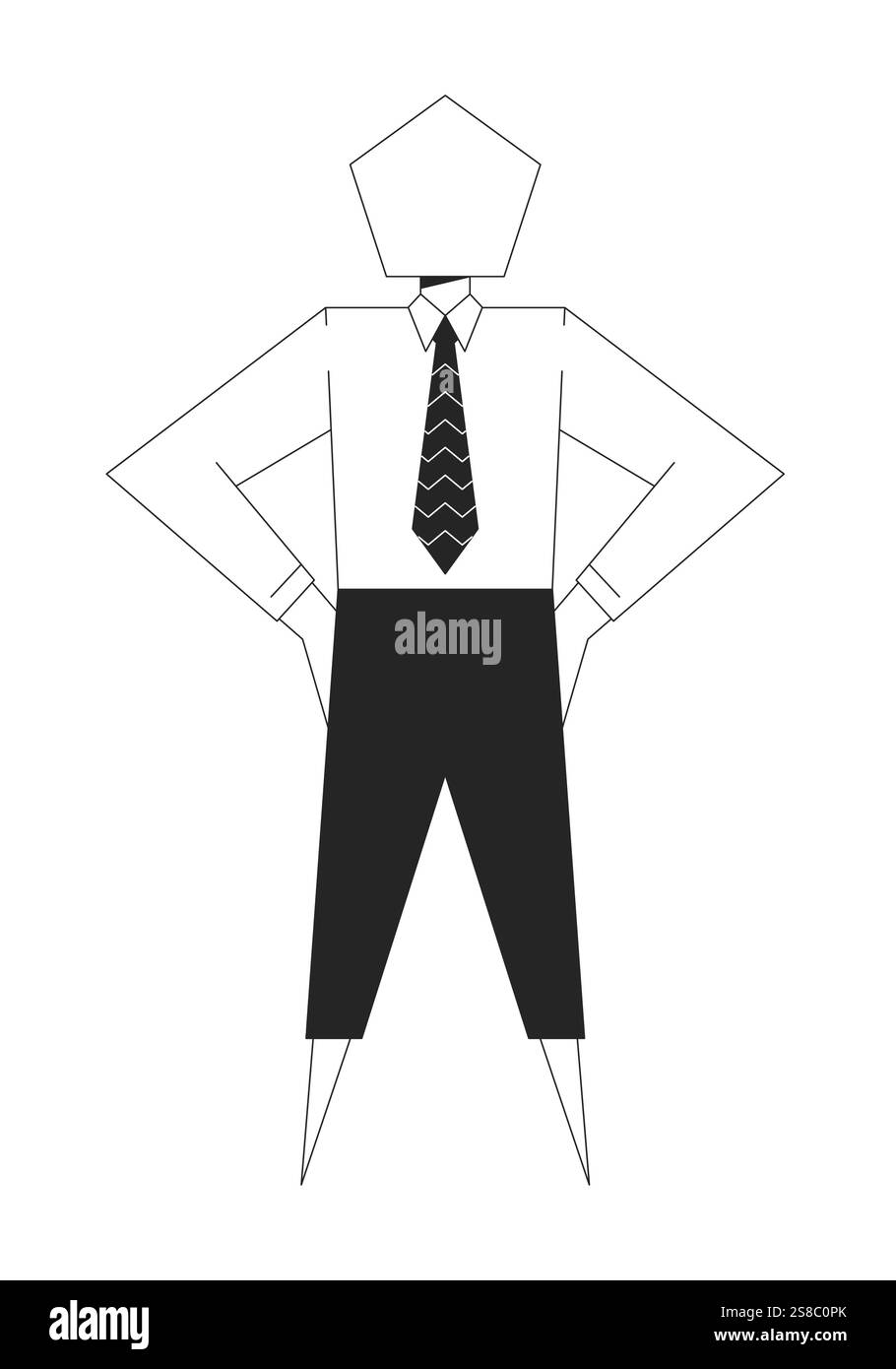 Minimalist geometric business figure black and white 2D line character ...