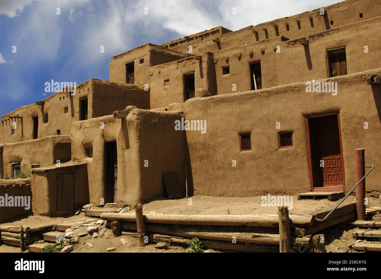 San Geronimo de Taos, Taos Pueblo, New Mexico, United States. View of the adobe buildings. UNESCO World Heritage Site. Stock Photo