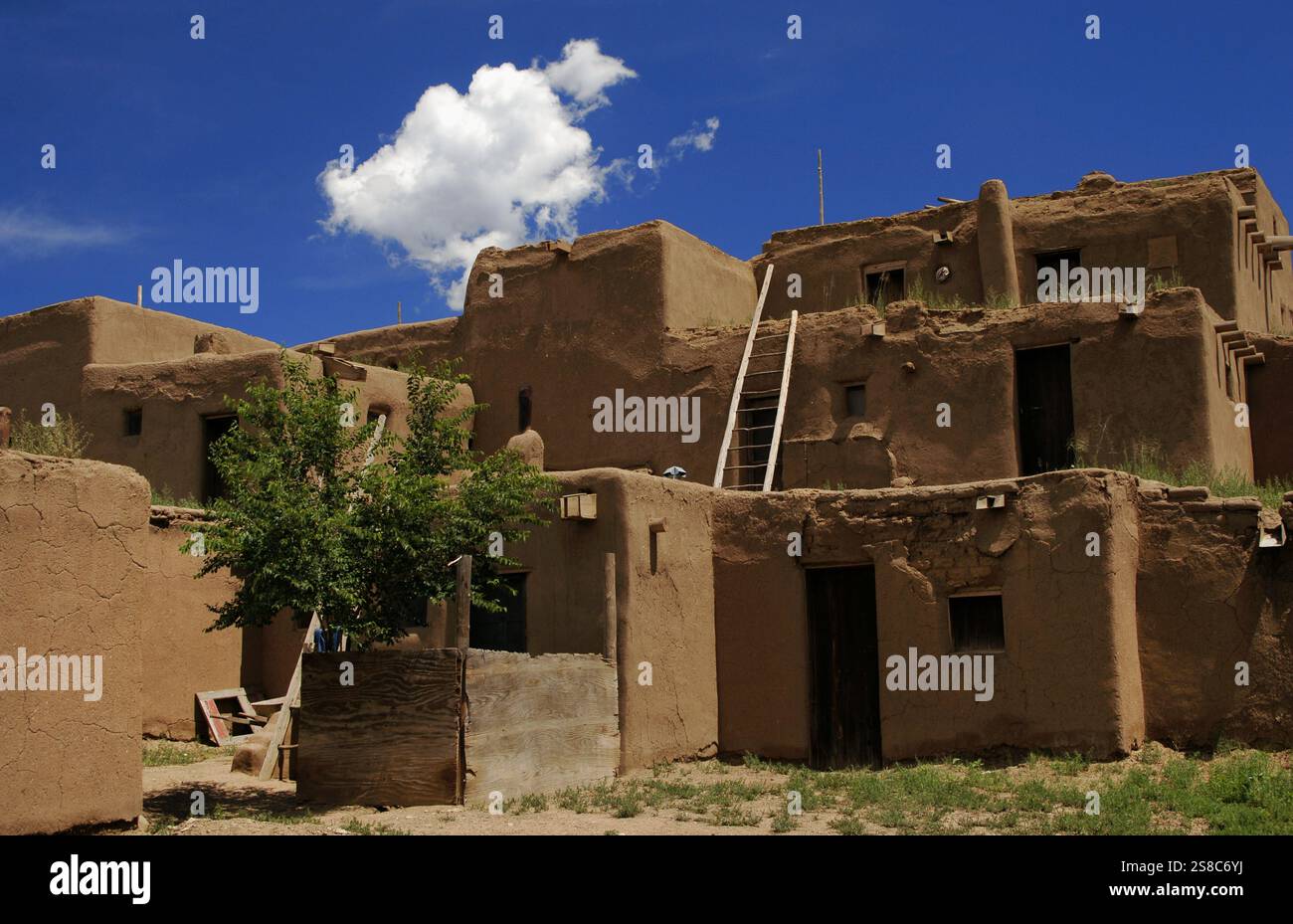 San Geronimo de Taos, Taos Pueblo, New Mexico, United States. View of the adobe buildings. UNESCO World Heritage Site. Stock Photo