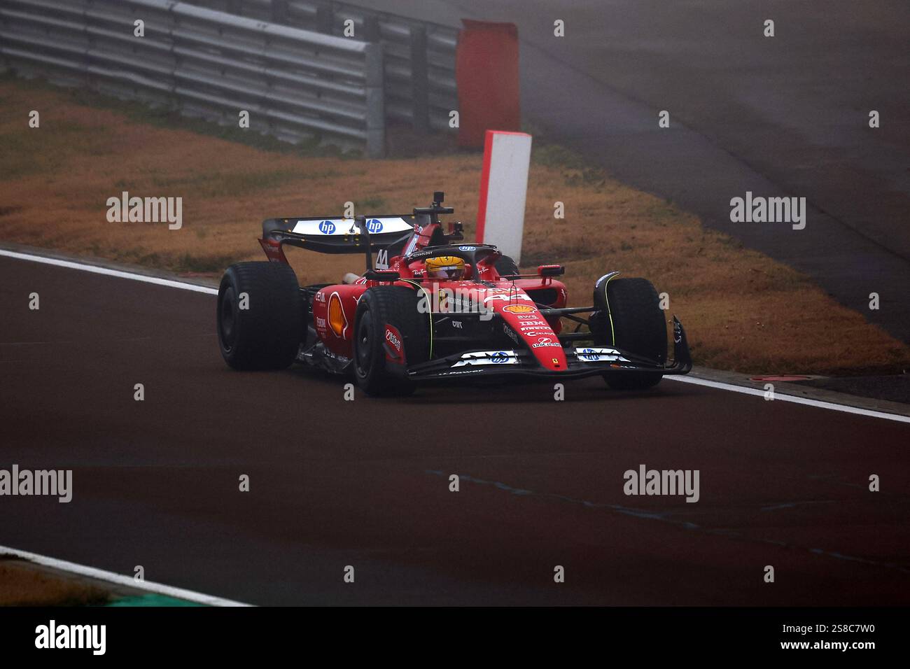 Lewis Hamilton on track with Ferrari SF23 during a test drive at