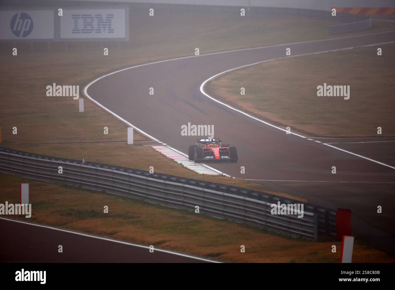 Lewis Hamilton on track with Ferrari SF23 during a test drive at
