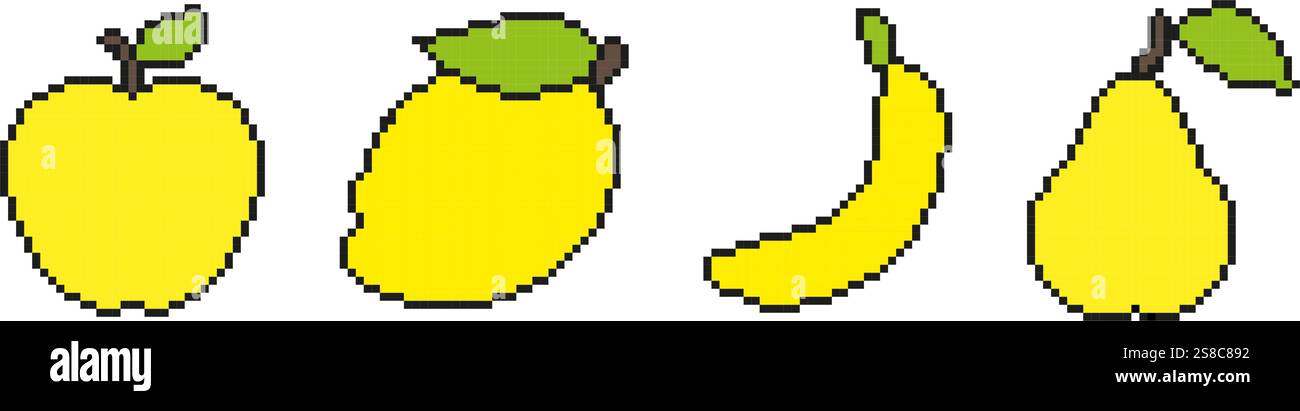 Pixel art fruits icon set Stock Vector Image & Art - Alamy