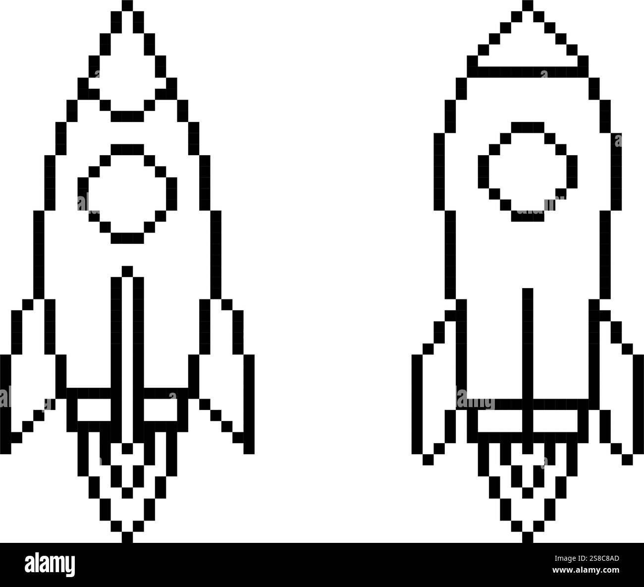 Rocket icn pixel art vintage illustration Stock Vector Image & Art - Alamy