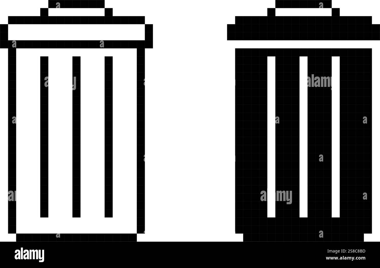 Trash pixel icon simple desiggn pixel art Stock Vector