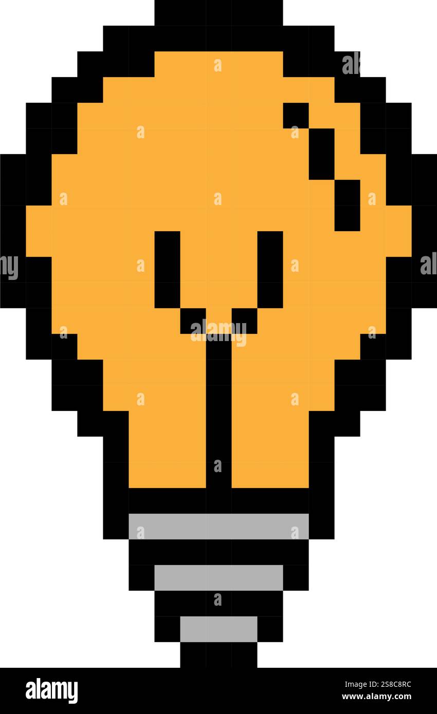 Lamp bulb pixel art icon Stock Vector