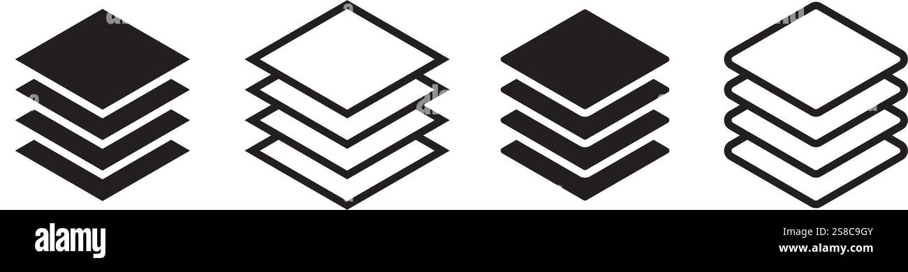 Layers icon symbol set basic simple flat design Stock Vector