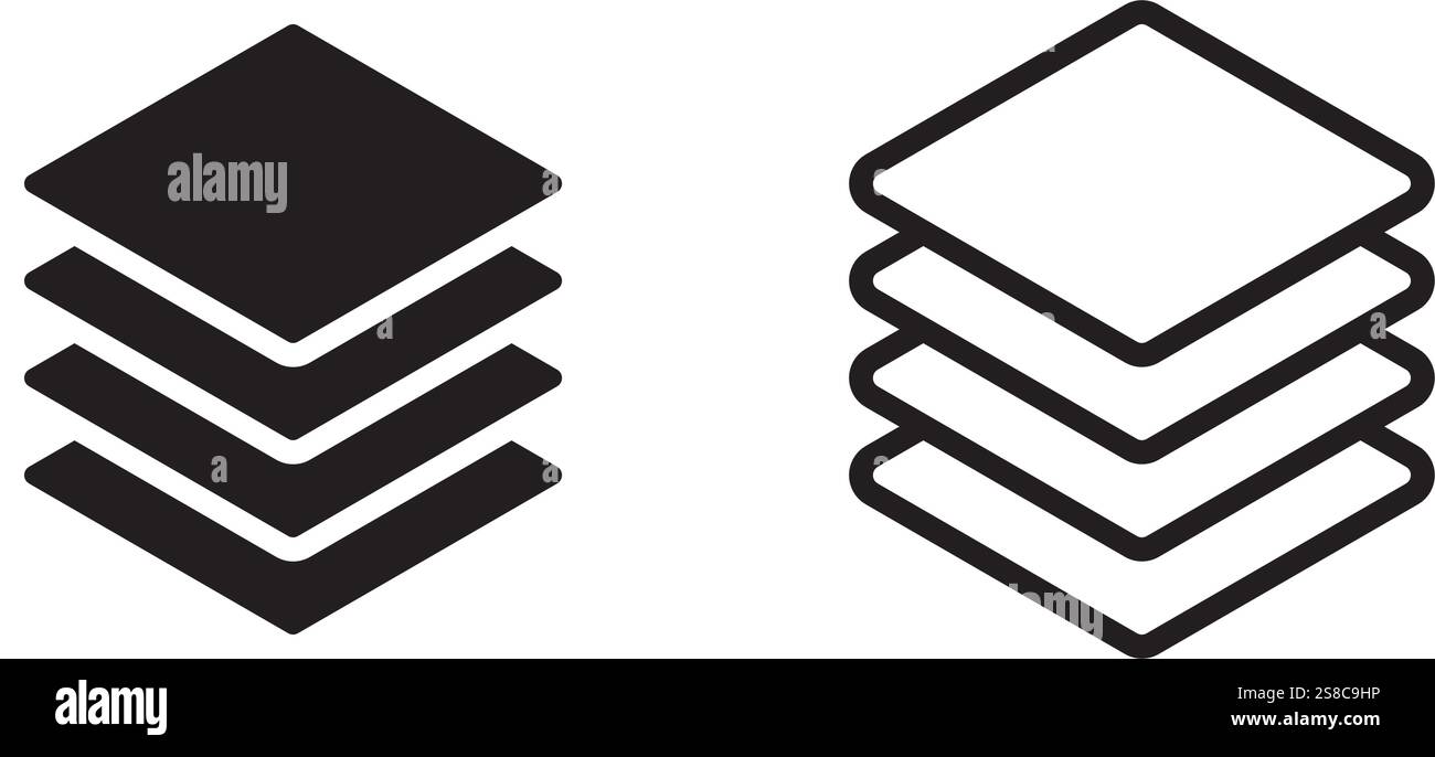 Layers icon symbol set basic simple flat design Stock Vector