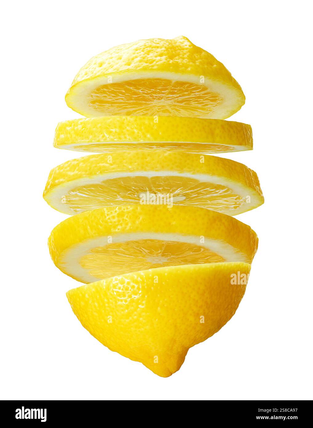 Perfectly sliced lemon fruit isolated on white background Stock Photo ...