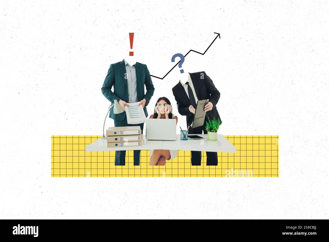 2 Worker Task Template collage design trend artwork sketch of human resources ...