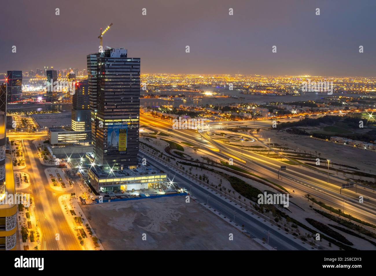 Towers, downtown, Bird eye view of Lusail city. Lusail skyline Stock Photo