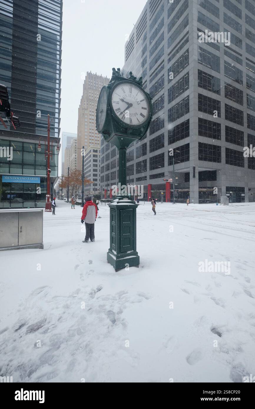 January 21, 2025, Houston, Texas, USA Residents stroll through