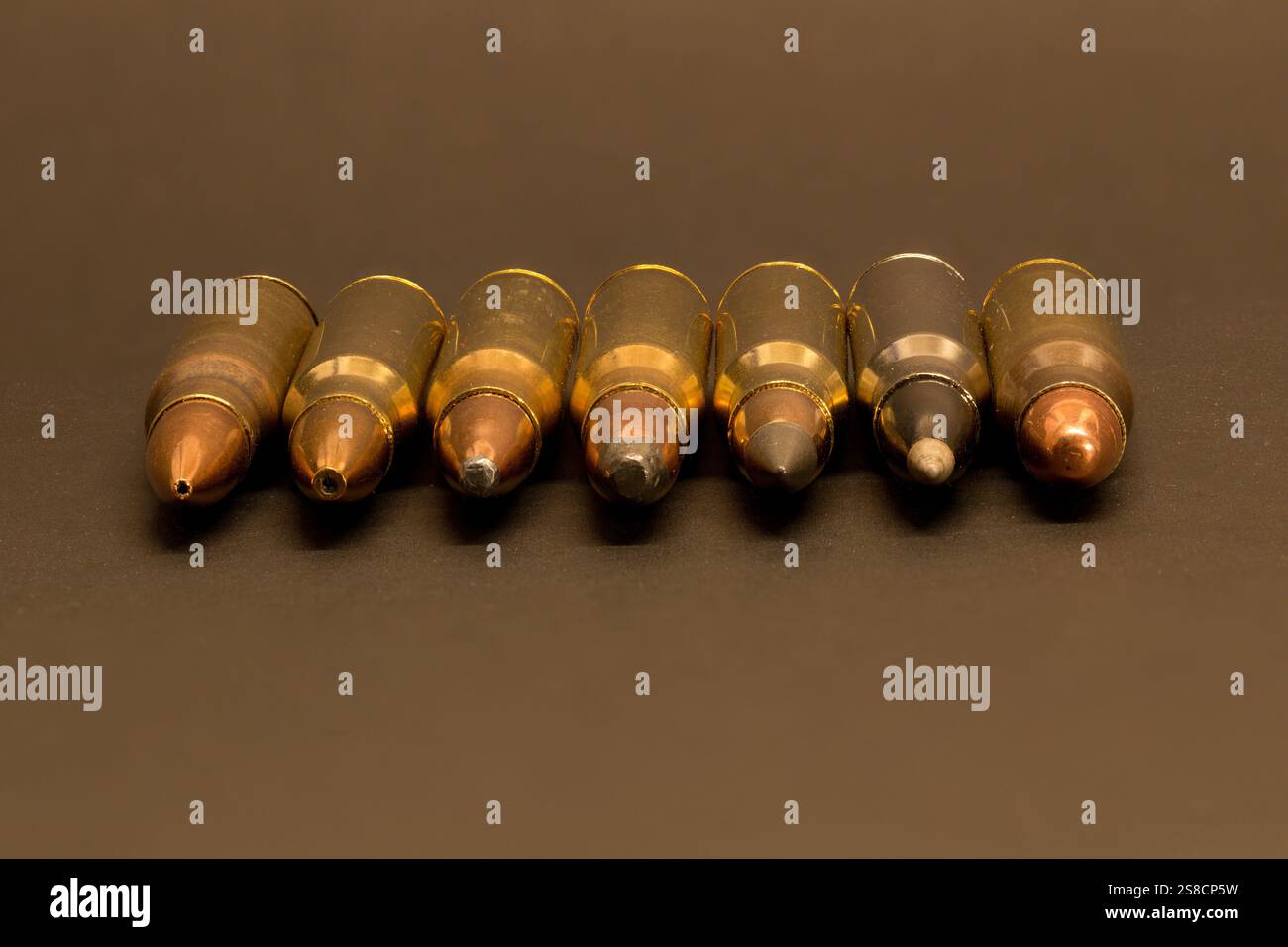 Seven rifle cartridges in the 3006 caliber with assorted ballistic