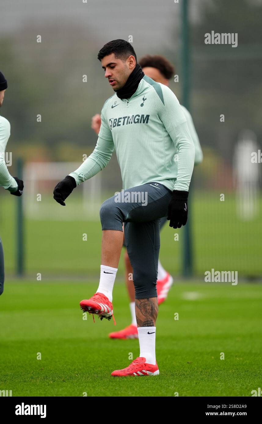 Tottenham Hotspur's Cristian Romero during a training session at the ...