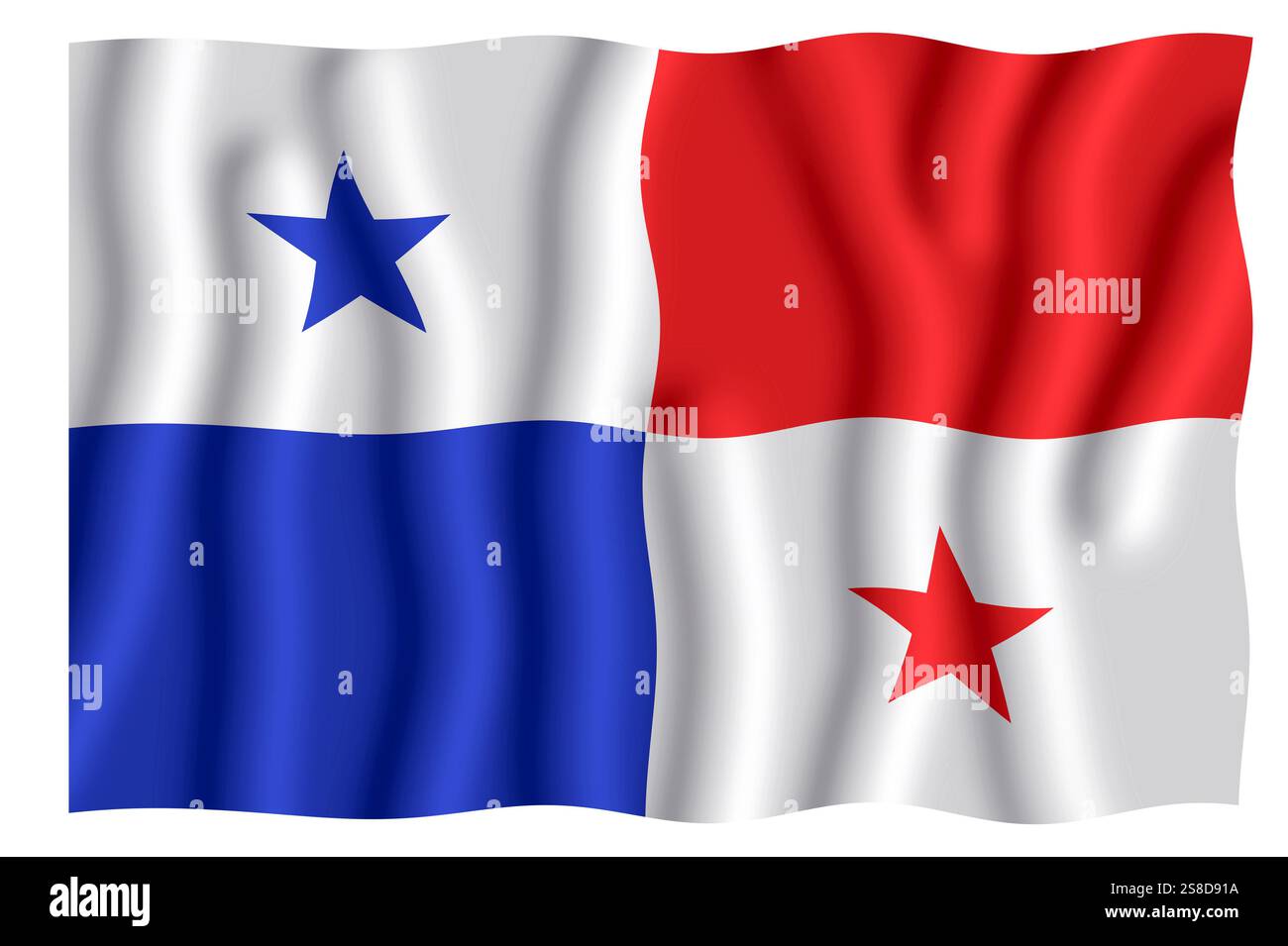 Flag Of Panama Waving In The Wind Country Linking Central And South