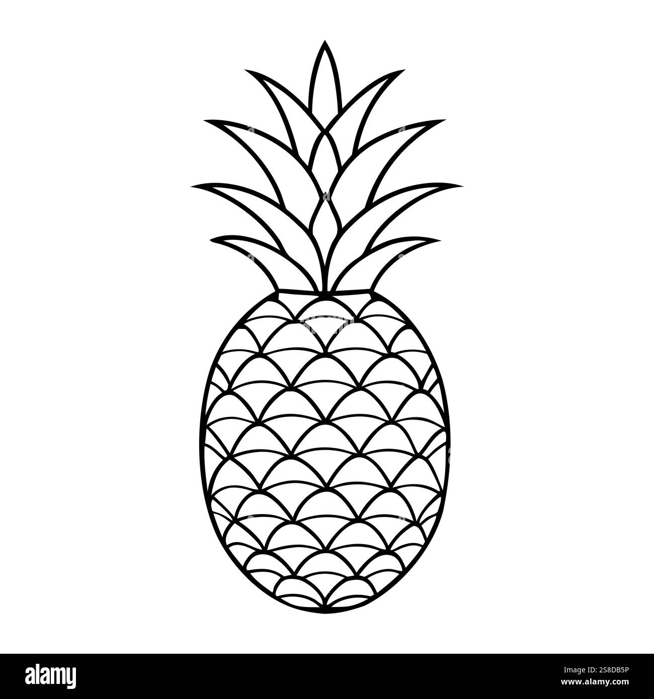 Pineapple icon. Minimalist line drawing of a ripe pineapple. Vector illustration Stock Vector