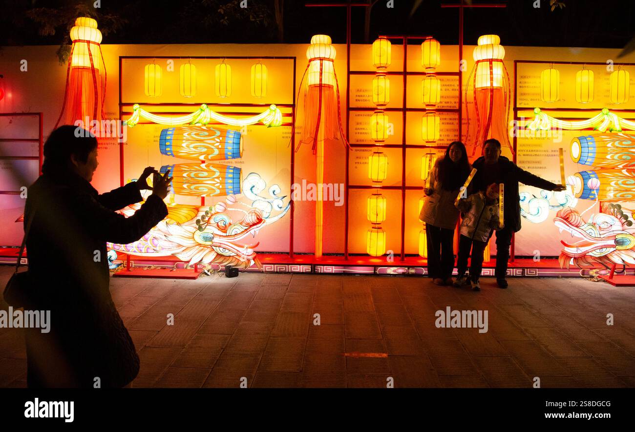 HAIAN, CHINA JANUARY 22, 2025 Tourists enjoy colorful lanterns at