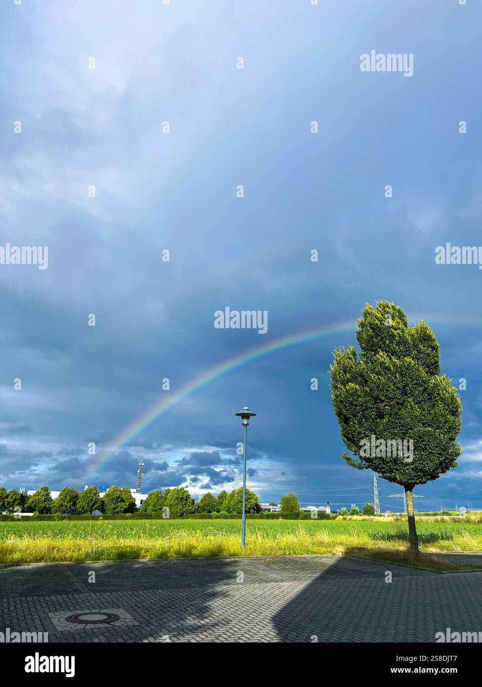 The Rainbow view coming after raining - Smartphone Captured Stock Image