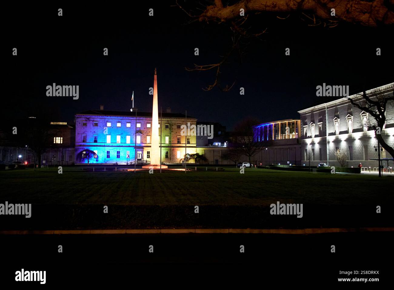 leinster house lit up at night dublin republic of ireland Stock Photo