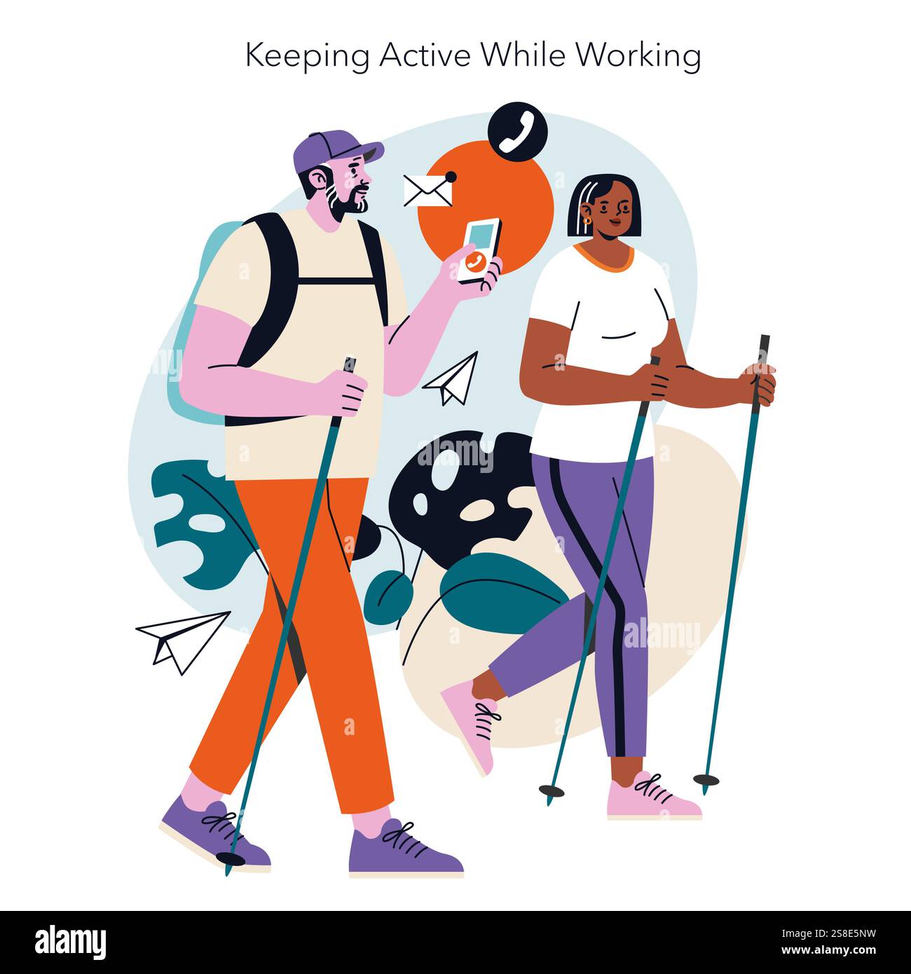 Remote Work concept. Professionals integrating fitness into their work ...