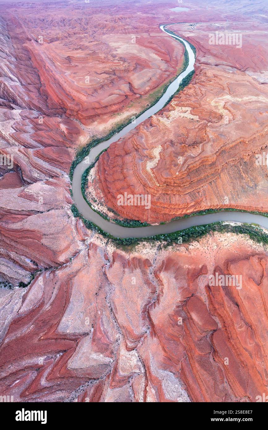 An aerial shot captures the serpentine path of Rio San Juan as it ...