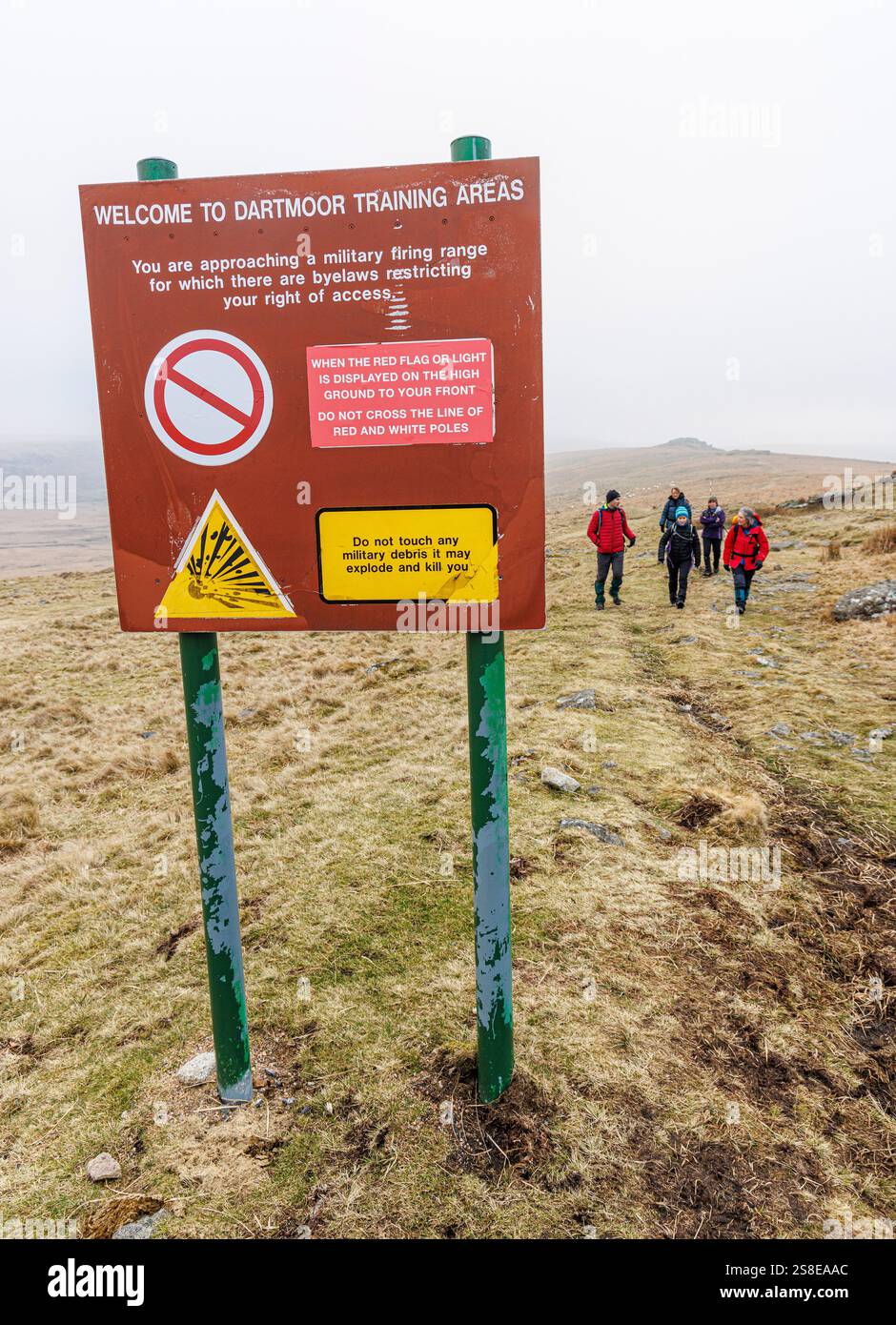 Warning sign for training area, Dartmoor, UK Stock Photo - Alamy