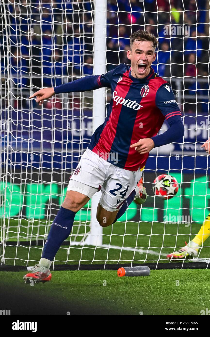 Thijs Dallinga (Bologna) celebrates after scoring his team's first goal ...