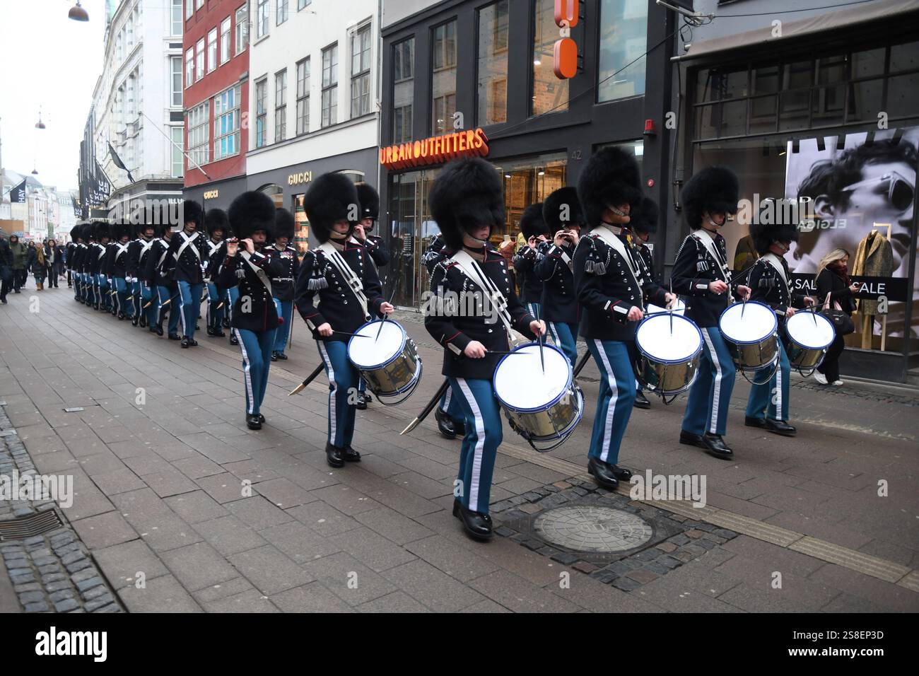 Copenhagen/ DenmarK/22 JANUARY 2025/ Kings life guards march through