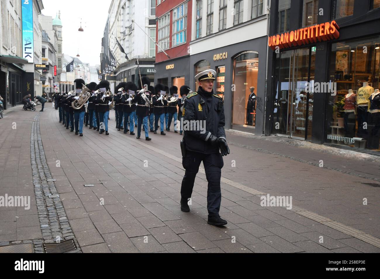 Copenhagen/ DenmarK/22 JANUARY 2025/ Kings life guards march through