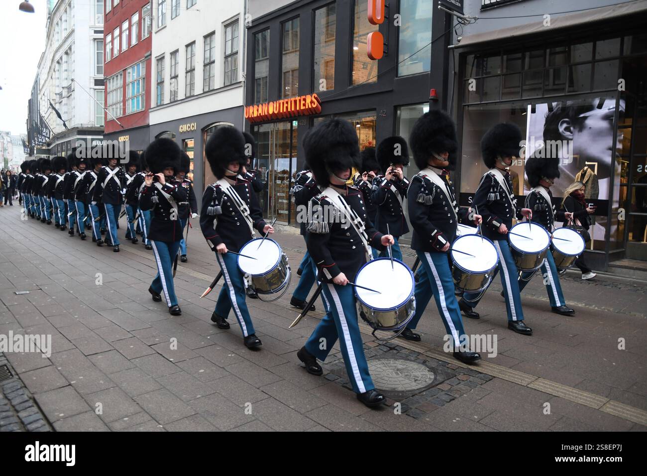 Copenhagen/ DenmarK/22 JANUARY 2025/ Kings life guards march through